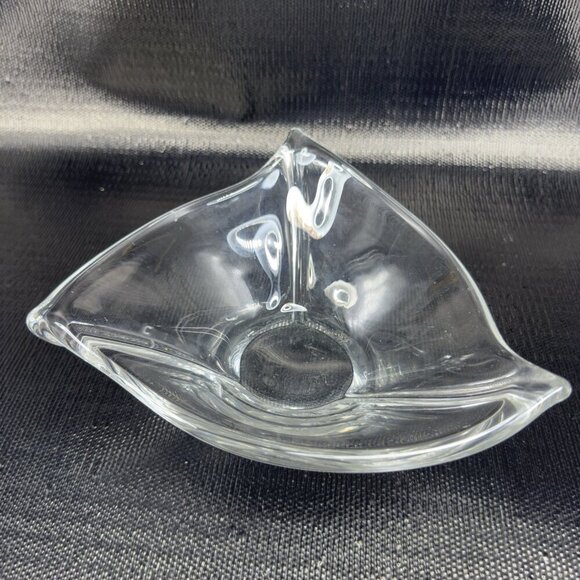 Daum France Clear Glass Crystal Free Form French Glass Dish Bowl Vintage Signed - Picture 5 of 16